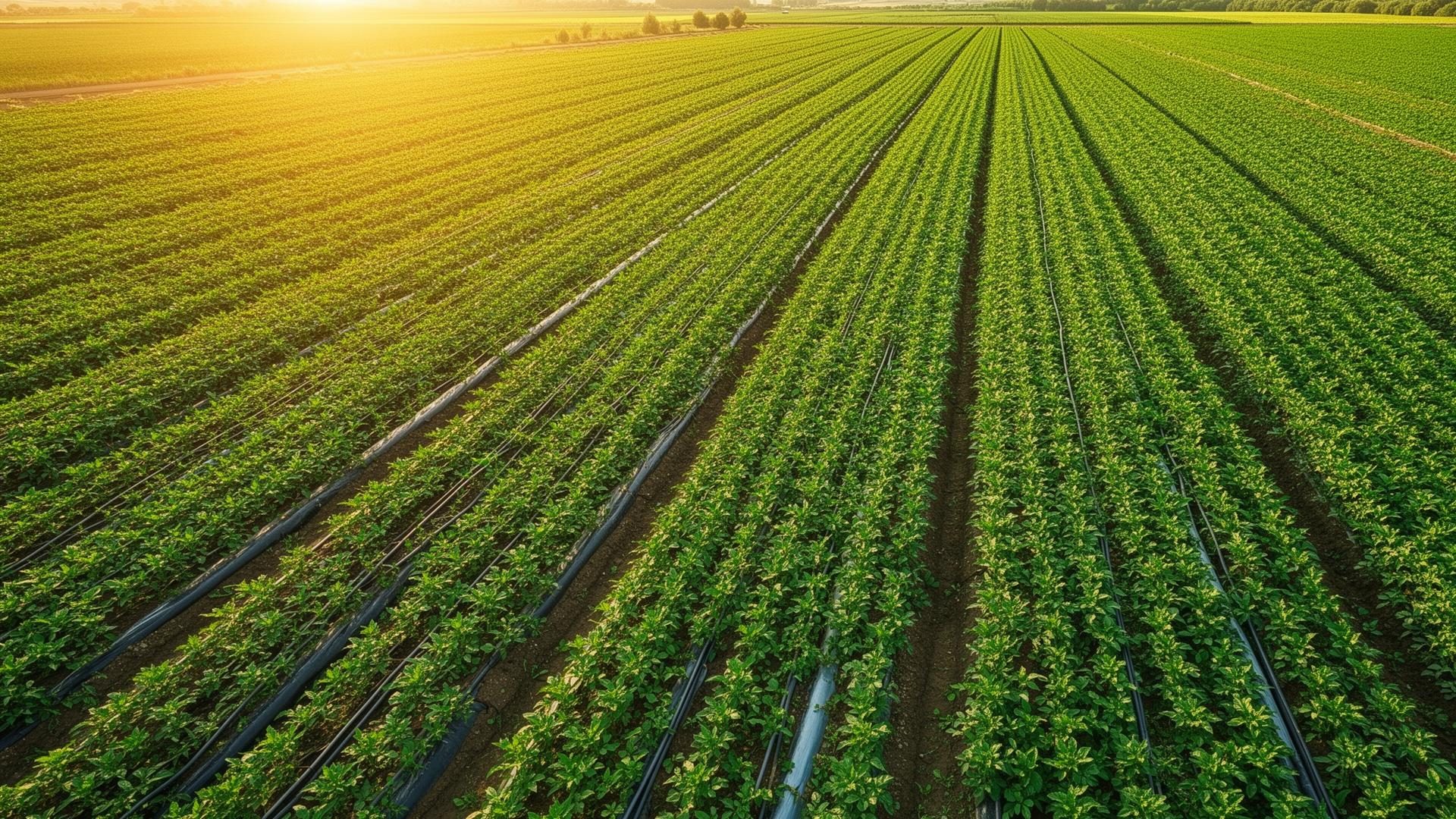 Drip-irrigated field seen from the air